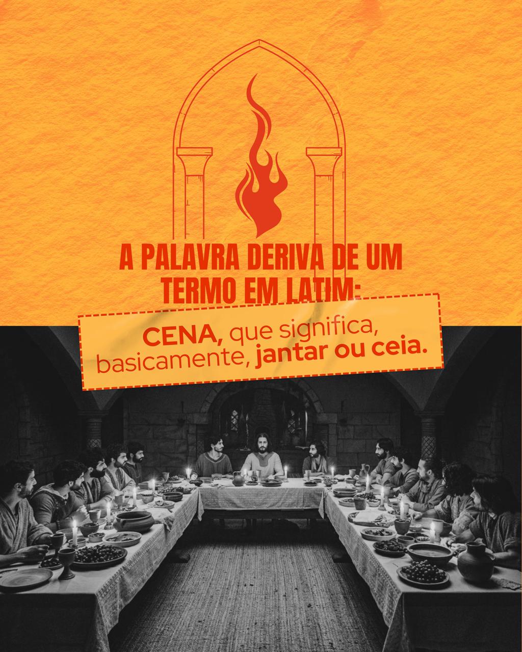 Arte oficial relacionando cena a jantar ou ceia